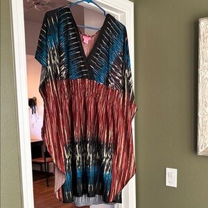 She's Cool Red and Blue Tunic Dress